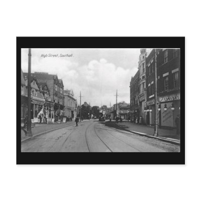 Old Postcard, London, Southall, High Street by gregoryolney2