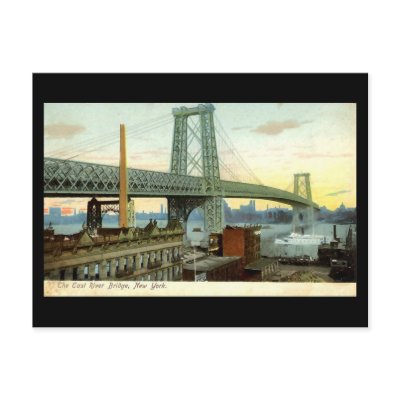 Old Postcard, New York City, Williamsburg Bridge by gregoryolney2