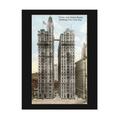 Old Postcard, NYC, Trinity and United Realty by gregoryolney2