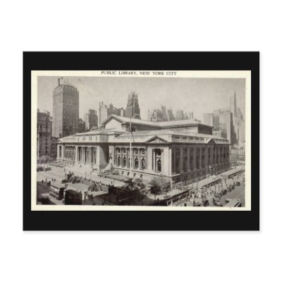 Old Postcard, Public Library, New York City by gregoryolney2