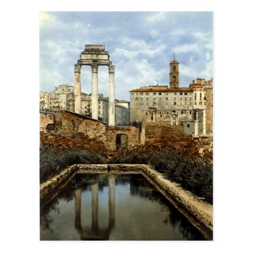 Old Postcard, Rome, Temple of Castor and Pollux