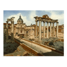 Old Postcard, Rome, the Forum and Temple of Saturn