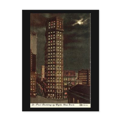 Old Postcard, St Paul Building, New York City by gregoryolney2