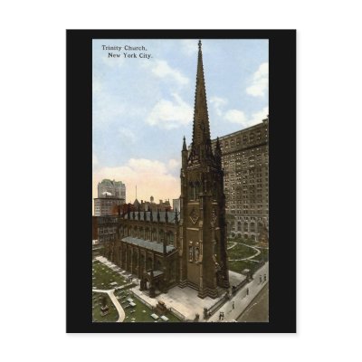 Old Postcard, Trinity Church, New York City by gregoryolney2