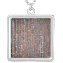 Old red brick wall texture necklace