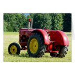 Old Red Farm Tractor in Field Cards
