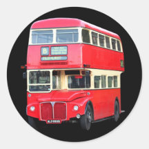 Old red London bus from around 1950 Round Stickers