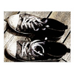 old running shoes postcard