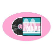 old school 80s record oval stickers
