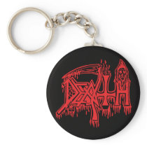 old School Logo red on black button Key Chain