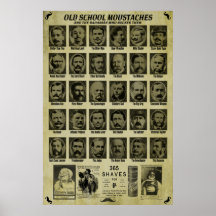 Old School Moustaches - Good Humour for Bars n Mor Print