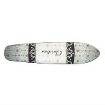 Old School Skateboard Blue Flowers Pattern