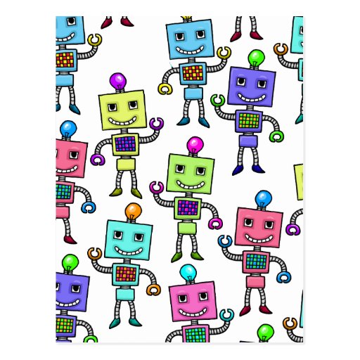 Old Skool retro Robots Postcards