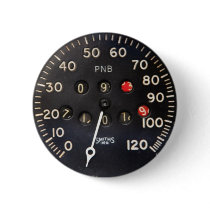 old speedometer gauge from a vintage race car pinback buttons
