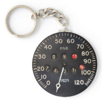 Old speedometer gauge from a vintage race car key chains