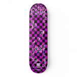 Old Tattoo Checkboard - Pink & Black skateboards