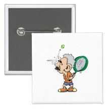 Old Tennis Player Button