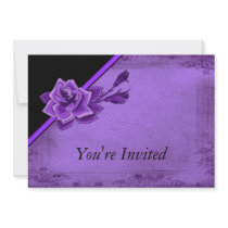 Old TIme Purple Rose Floral Set Custom Invite
