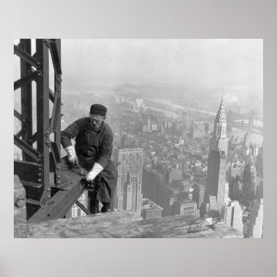 Old Timer Steel Worker on Empire State Building Posters
