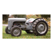Old tractor in fall photo card template