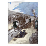 Old Train Steam Engine Leon Bennet Illustration Greeting Cards