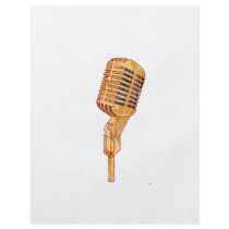 Old Vintage Microphone Scratched Faded Brown Full Color Flyer