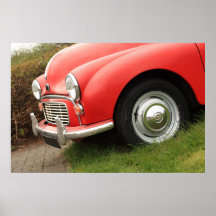 Old, vintage, red car print