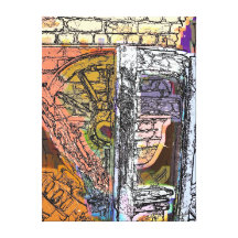 OLD WAGON WHEEL STRETCHED CANVAS PRINT