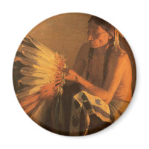 Old War Bonnet by Joseph Henry Sharp Fridge Magnet