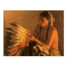 Old War Bonnet by Joseph Henry Sharp Post Cards
