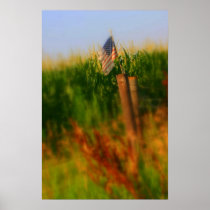 Old Weathered US American Flag Poster