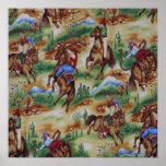 Old West Cowboys Bronc Riders Art Print Poster
