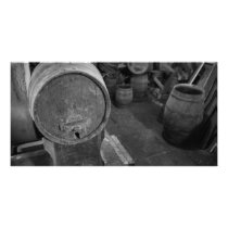 Old wine barrels customized photo card