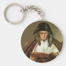 Old Woman Reading,  By Rembrandt Harmensz. Van Key Chains
