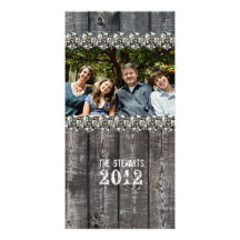 Old Wood and Rhinestones Photo Christmas Card Customised Photo Card