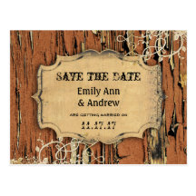 Old Wood Country Chic Gold Vine Save the Date Post Cards