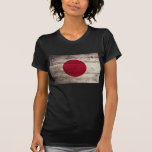 Old Wood Japan Flag; Tshirts