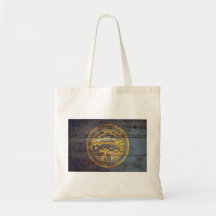 Old Wood Nebraska Flag; Tote Bag
