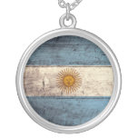 Old Wooden Argentina Flag Pendant