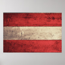 Old Wooden Austria Flag Print
