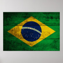 Old Wooden Brazil Flag Posters