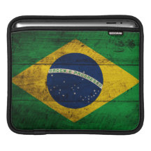 Old Wooden Brazil Flag Sleeve For iPads