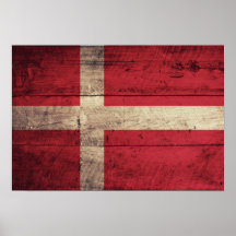 Old Wooden Denmark Flag Poster