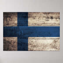 Old Wooden Finland Flag Print