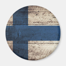 Old Wooden Finland Flag Refrigerator Magnet