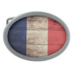 Old Wooden France Flag Belt Buckle