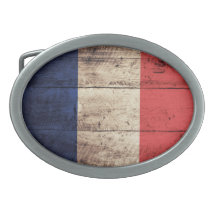 Old Wooden France Flag Belt Buckle