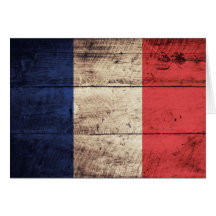Old Wooden France Flag Greeting Cards