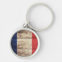 Old Wooden France Flag Key Chains
