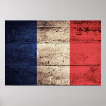Old Wooden France Flag Posters